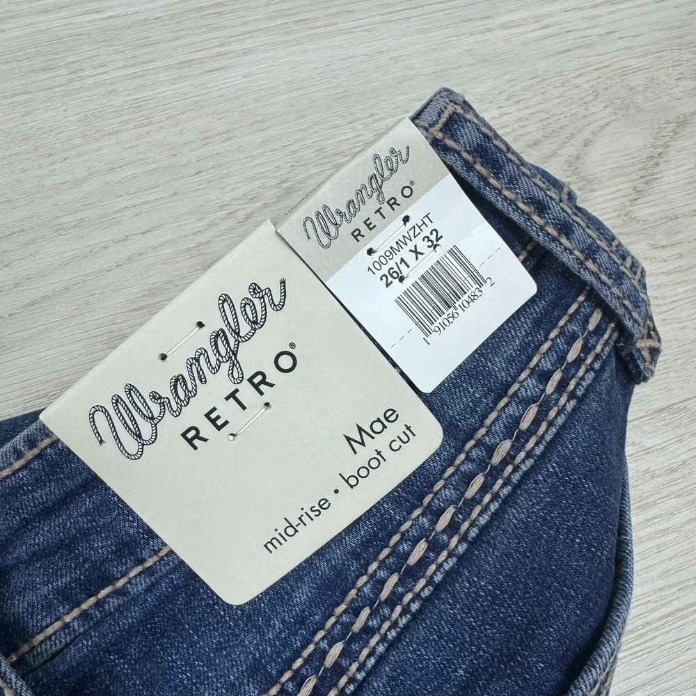 Wrangler Retro‎ Mae Bootcut Mid Rise Jeans Womens 26x32 Medium Wash